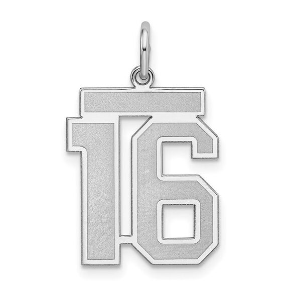 Sterling Silver, Jersey Collection, Medium Number 16 Pendant - Picture 1 of 5